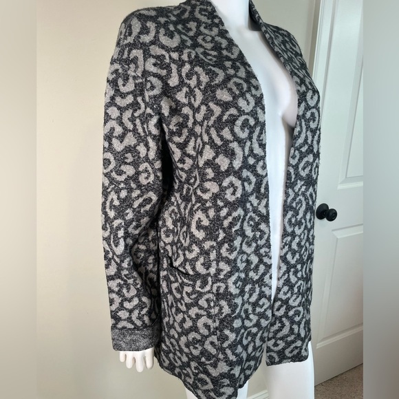 Anthropologie Michael Stars Classic Jacket Leopard Cardigan Sweater Grey Women S - Picture 6 of 13